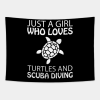 Girl Turtle Scuba Diving Tapestry Official Scuba Diving Gifts Merch