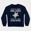 Girl Turtle Scuba Diving Crewneck Sweatshirt Official Scuba Diving Gifts Merch