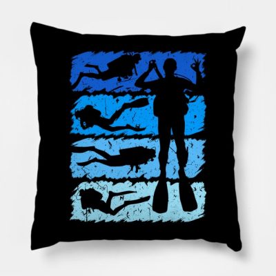 Scuba Diving Vintage Retro Scuba Diver Throw Pillow Official Scuba Diving Gifts Merch