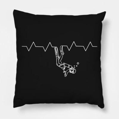 Scuba Diving Heartbeat Throw Pillow Official Scuba Diving Gifts Merch