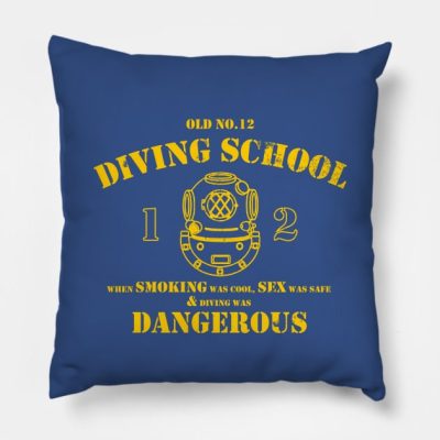 Funny Commercial Diver Old No12 Diving School Throw Pillow Official Scuba Diving Gifts Merch