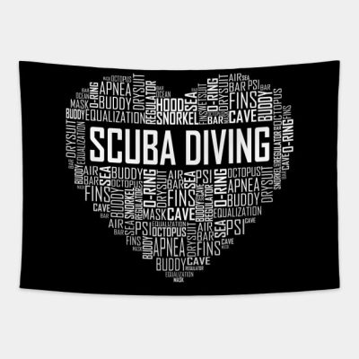 Scuba Diving Heart Tapestry Official Scuba Diving Gifts Merch