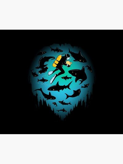 Screwed | Funny Shark And Diver Illustration Tapestry Official Scuba Diving Gifts Merch