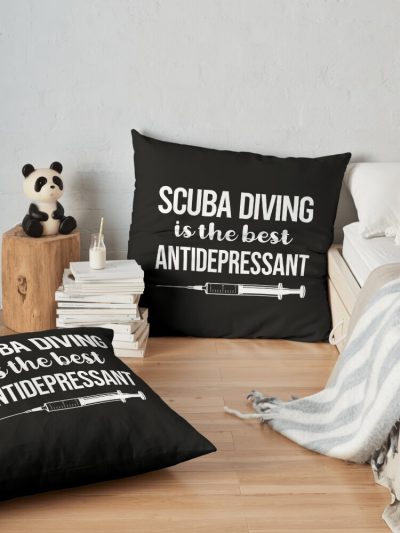 Antidepressant Scuba Diving Diver Throw Pillow Official Scuba Diving Gifts Merch