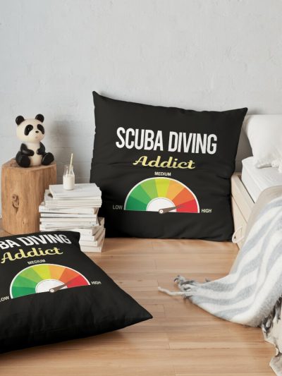 Addict Scuba Diving Diver Throw Pillow Official Scuba Diving Gifts Merch