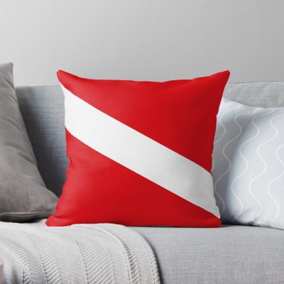 Scuba Diving Flag Throw Pillow Official Scuba Diving Gifts Merch