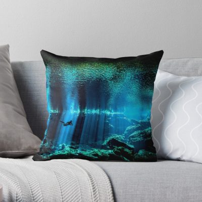 Cave Diving Scuba Diver Underwater Dive Throw Pillow Official Scuba Diving Gifts Merch