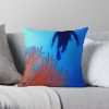 Red Diver Throw Pillow Official Scuba Diving Gifts Merch