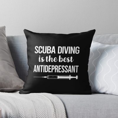 Antidepressant Scuba Diving Diver Throw Pillow Official Scuba Diving Gifts Merch