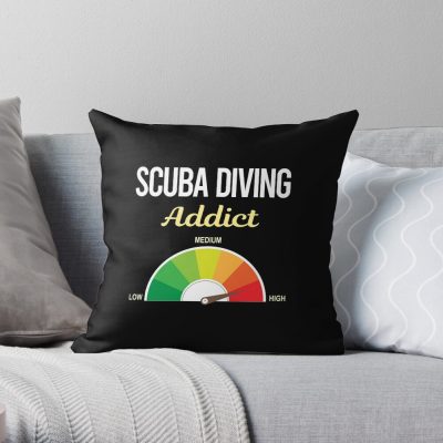 Addict Scuba Diving Diver Throw Pillow Official Scuba Diving Gifts Merch