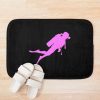 Scuba Diver Silhouette - Pink Bath Mat Official Scuba Diving Gifts Merch