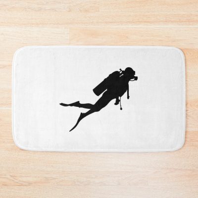 Scuba Diver Silhouette - Black Bath Mat Official Scuba Diving Gifts Merch