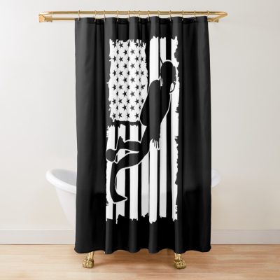 American Flag Diving Scuba Diving Diver Snorkeling Shower Curtain Official Scuba Diving Gifts Merch