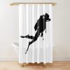 Scuba Diver Silhouette - Black Shower Curtain Official Scuba Diving Gifts Merch