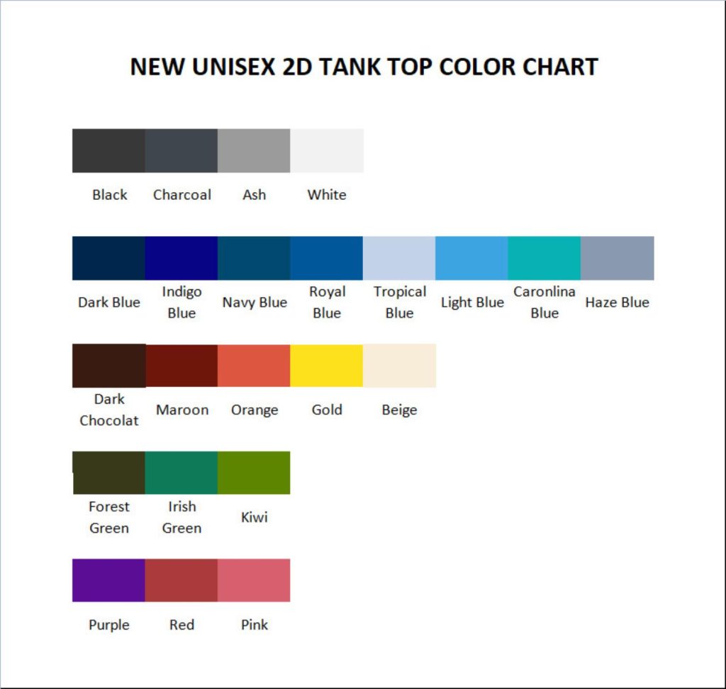 tank top color chart - Scuba Diving Gifts